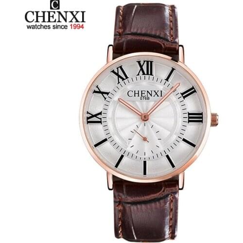 CHENXI 076B Luxury Brand Watches Male fashion casual quartz watch Classic genuine Leather Strap men wristwatch Relogio Masculino
