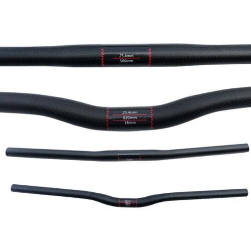 Carbon handlebar NO LOGO Ultralight 3K matte Full Carbon Mountain Bike Bicycle Handlebar 25.4mm Carbon MTB Flat Rise Handlebar