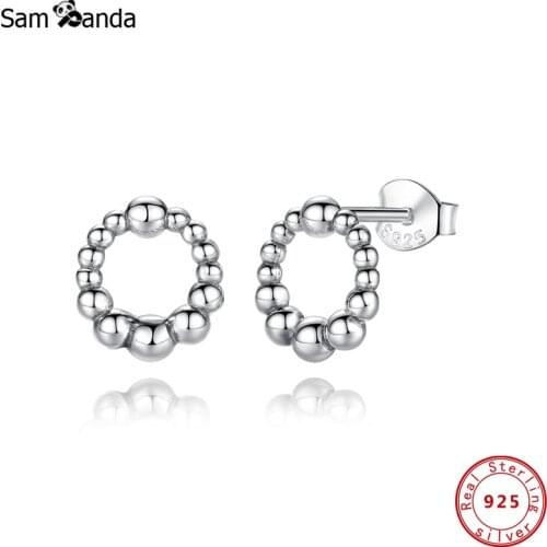 2020 Original 925 Sterling Silver Earring Silver Arranged beads Piercing Crystal For Women Birthday Gift Fashion Jewelry