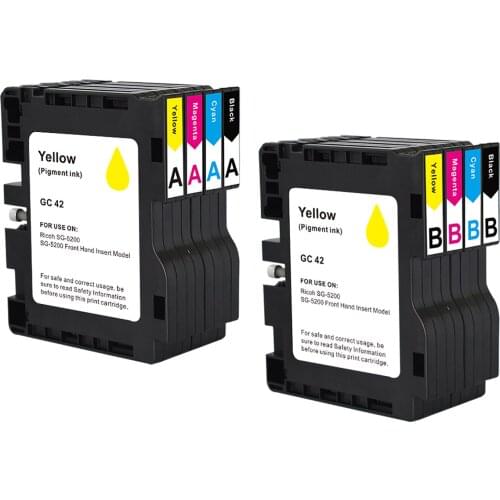 GC42 Compatible Ink cartridge suit for Ricoh SG5200 Inkjet Printer With Chip and Pigment ink BK-40ml C/M/Y-32ml
