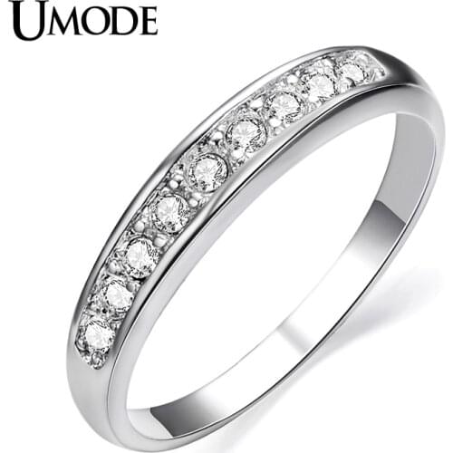 UMODE Fashion White Gold Color TOP Class 9 Pcs Rhinestones Eternity Band Wedding Ring Bague Femme Jewelry JR0001B