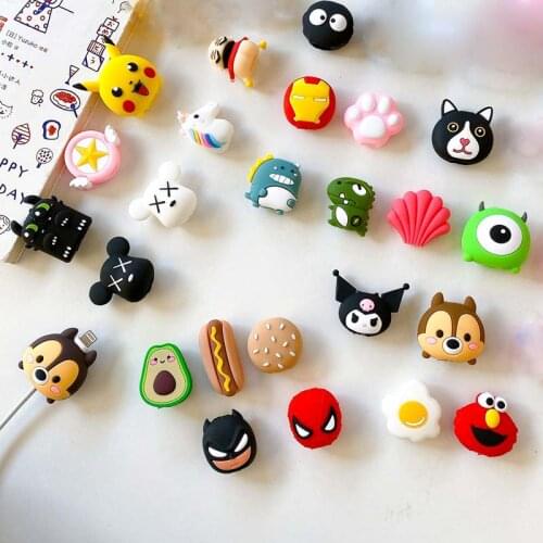 Universal Cute Cartoon Mini Bite Animal Designs Cable-Winder USB Data Line Protector Cord Cover Silicone Decorate Accessories