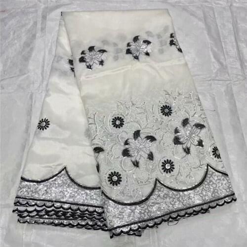 High Quality 5 Yards African George Lace Fabric With Net Blouse Green Sequins And Stones Embroidered George Lace Fabric