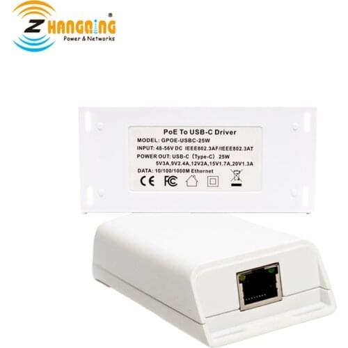 PoE to USB-C Tablet Chargers Gigabit 802.3af Ethernet Power for Mounted Tablets and More - Extends power Up to 328 Feet