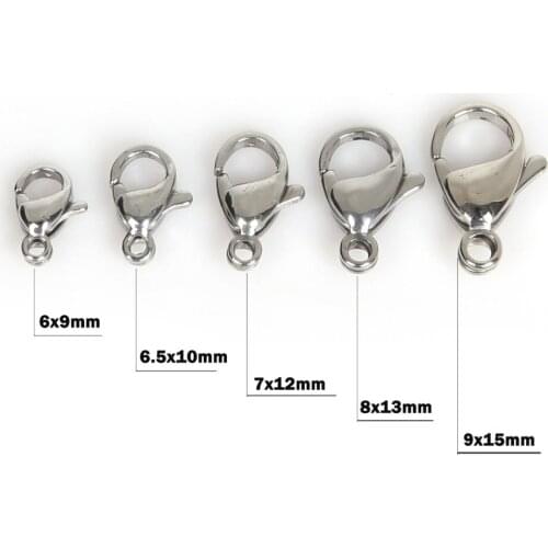 Pick Size 5 Stainless Steel Lobster Clasps For Jewelry making necklace Bracelet DIY Jewelry Findings 10PCs