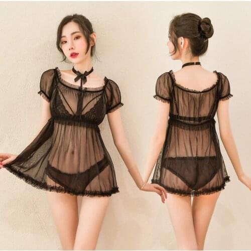 Women Sexy Nightwear babydoll Plus Size Lace Nightgown Sleepwear G-String sexy Lingerie Dress erotic Lovely Female Costumes