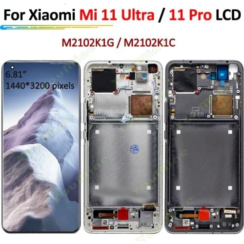 AMOLED 6.81" For Xiaomi Mi 11 Ultra LCD M2102K1G Display Touch Panel Screen Digitizer with frame Xiaomi 11ultra LCD mi 11 Pro