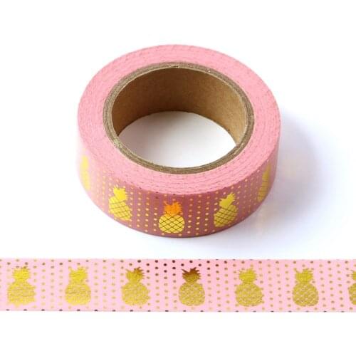 10M Decorative Gold Foil Washi Tape Pink Pineapple DIY Scrapbooking Sticker Label Japanese Masking tape School Office Supply