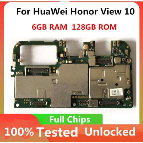 100% Unlocked For HuaWei Honor View 10 6GB RAM 128GB ROM Motherboard Android System Full Chips Logic board Full Tested
