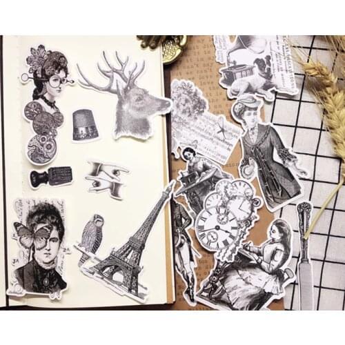 ZFPARTY 16pc Vintage Cardstock Die Cuts for Scrapbooking Happy Planner/Card Making/Journaling Project