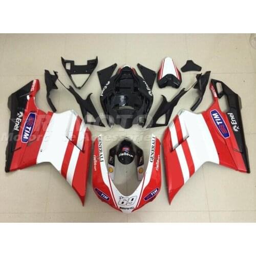 4 Gifts New ABS Injection Fairings Kit Fit for Ducati 848 evo 1098 1198 1198s 2007 2008 2009 2010 2011 2012 Red white 69