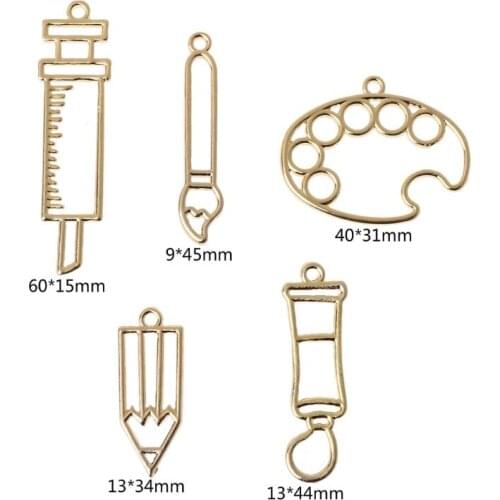 5Pcs Painter Pen Palette Frame Pendant Open Bezel Setting For UV Resin Jewelry E15E