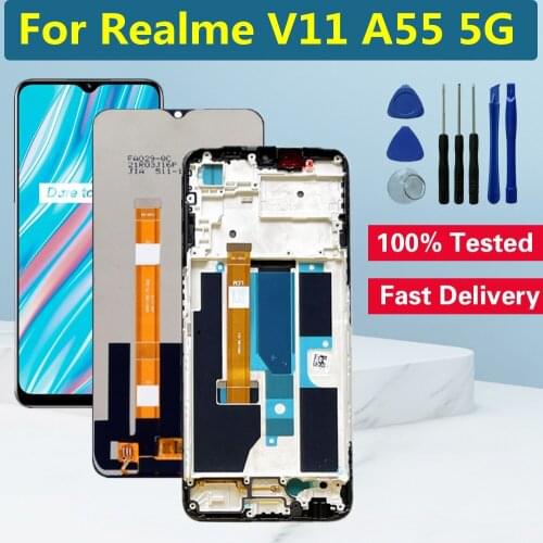 6.5" For Realme V11 5G LCD Display Screen Touch Panel Digitizer For OPPO A55 5G PEMM00 PEMM20 LCD Screen With Frame Replacement
