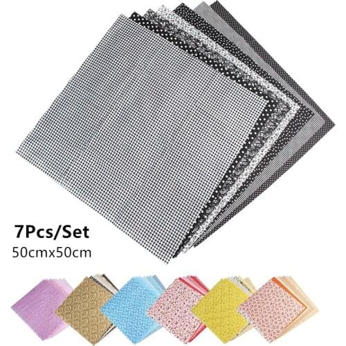 7Pcs Cotton Fabric Printed Cloth Sewing Quilting Fabrics Patchwork Needlework DIY Handmade Materia