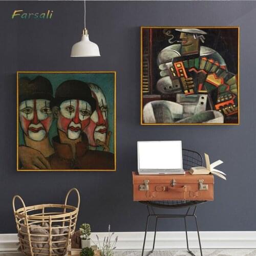 Bedroom Abstract Decorative Canvas Painting Retro Poster and Print Living Room Wall Art Paintings Blue Pictures Home Unframed 04