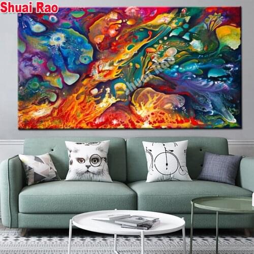 Abstract lines diamond painting Full square round Diamond mosaic cross stitch art 3D drill coloful Waves gift Wall Art