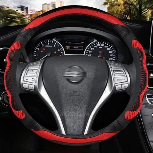 Car Steering-wheels Cover 37 38cm 15" for Nissan Juke Kicks Rogue Sport Qashqai X-Trail Murano Xterra Pathfinder Armada Quest