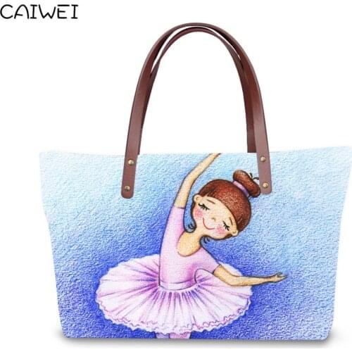 Ballet Girl Women Handbag Large Travel Tote Bags Top-handle Female Shopping Bag High Capacity Handbags Quality Purse