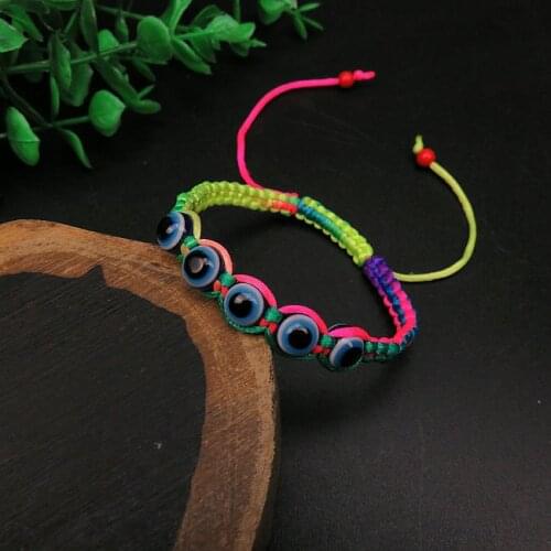 Unique Design Fatima Devils Eye Red Rope Bracelet Hand Knitted Evil Eye Source of Evil Adjustable Colored Rope Bracelet