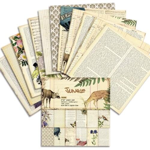 Jungle Scrapbooking paper pack of 24 sheets handmade craft paper craft Background pad