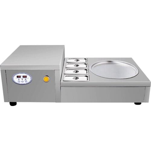 Fast cooling Thailand style 4 stainless steel hard fried ice cream machine with 35 cm Round pan