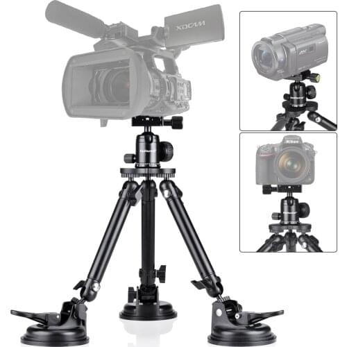 Vehicle Boot Lid Vacuum Heavy Duty Triple Suction Cup Holder Mount for Canon Nikon Fujifilm DSLR Camera Car Windscreen Filming