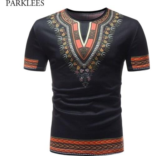 Fashion African Dashiki Print Men T Shirt 2018 Brand Casual Slim O-neck Short Sleeve T-shirt Men Hip Hop Tops Tees Mens Clothing