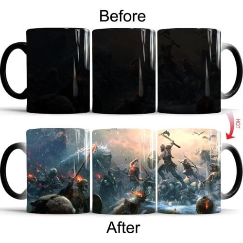 God of War 4 Creative Color Change Mug Hot Changing Color Cups Heat Reactive Mugs Home Milk Coffee Cup Magic Mug