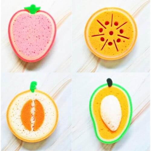 Cute Cartoon Fruit Shaped Bath Sponge Body Cleaning Sponge Baby Children Kids Body Sponges Scrubbers Shower Sponge