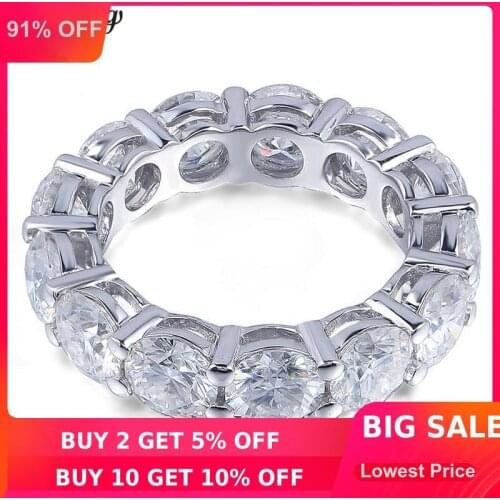 Choucong Eternity Ring Round 6MM 5A Zircon Sona Cz 925 Sterling Silver Engagement Wedding Band Rings for Women Men Fine Jewelry