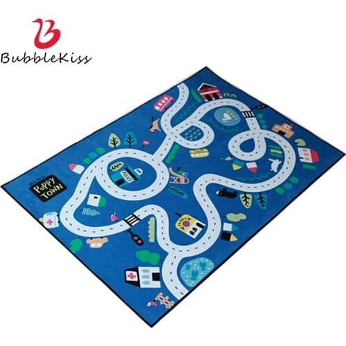 Bubble Kiss Cartoon Carpets For Living Room Blue Highway Crawling Area Mat Childrens Bedroom Anti Slip Pad Home Decoration Rugs
