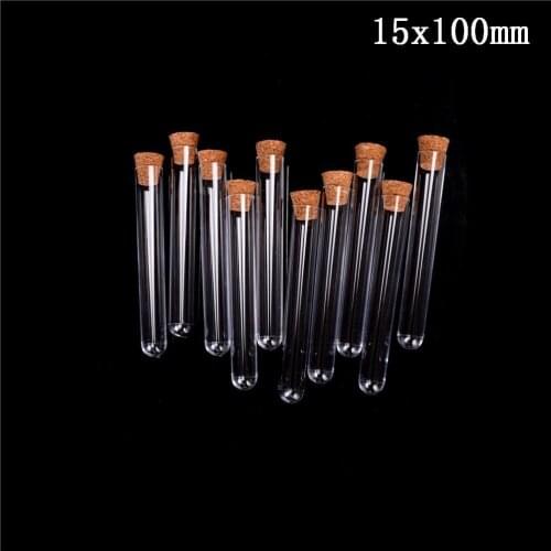 10pcs Lab Plastic Test Tube With Cork Stoppers 15x150mm Laboratory School Educational Supplies Wedding Gift Tube Candy Bottle