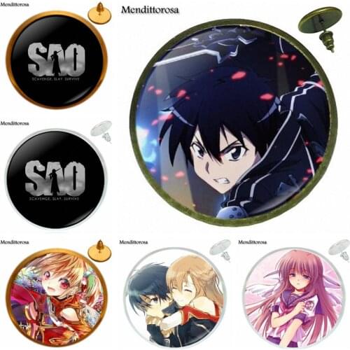 Sword Art Online Manga Kirigaya Kazuto Asuna Bronze/Silver/Golden Clip Ear Hook Stud Earring For Women Kids Gift