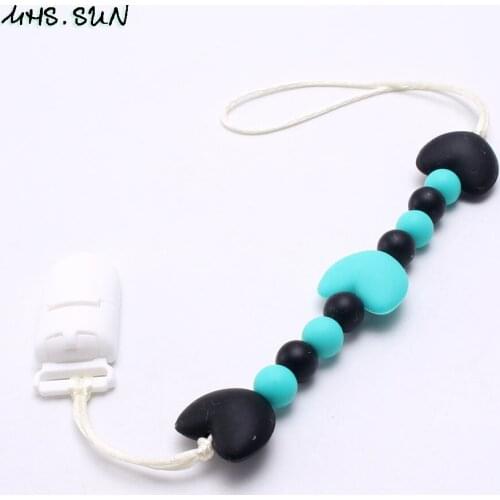 MHS.SUN Silicone teething pacifier clips Safe Food Grade Silicone pacifier chain Holder For Nipples Baby Chew Toys 1PC