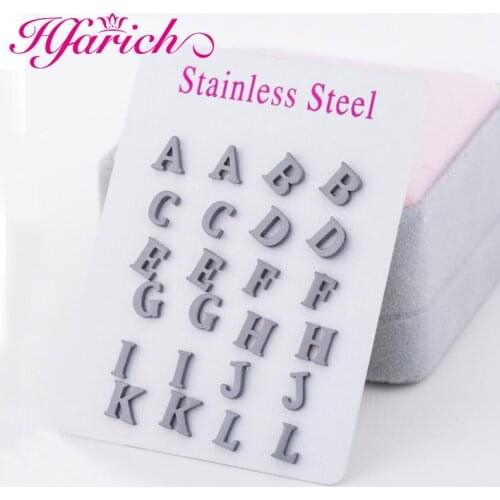 Mini Geometric A~Z 26 English Letters Stud Earrings for Women Gold Black Silver Color Alphabet Studs DIY Jewelry Initial Earring