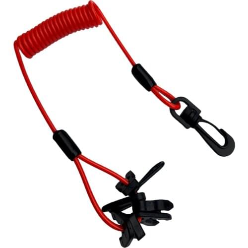 Marine Universal 7 Keys Boat Outboard Engine Motor Emergency Stop Kill Switch Lanyard Kill Coiled Cord (Red) 5.9inch Length