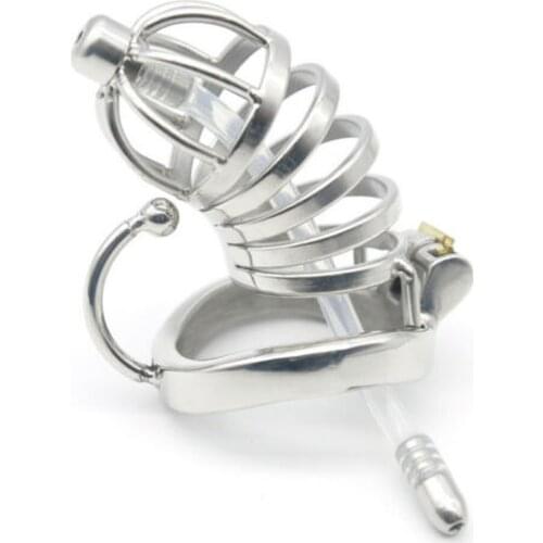 Stainless Steel Male Chastity Cage Metal Men Locking Belt Restraint Device 111-2 chastity gay sex toys