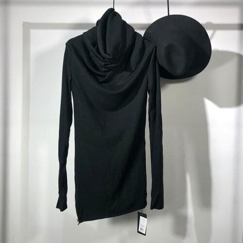 Owen seak Men Hoodies Knitted Sweater High Street Bottoming Shirt Spring Men Solid Black Long Hoodies Sweater