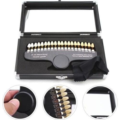 3D Shade Guide Tooth Shade Chart Board Color Comparator W/ Mirror Cold Light Teeth White Bleaching Dental Plate Teeth Whitening