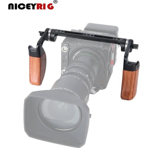Niceyrig Wooden Dual Handle Grip Kit with Arri Rosette Nato Rail for RED DSMC2 (Weapon/Epic-w/ Scarlet-w/ Raven)/Kinefinity MAVO