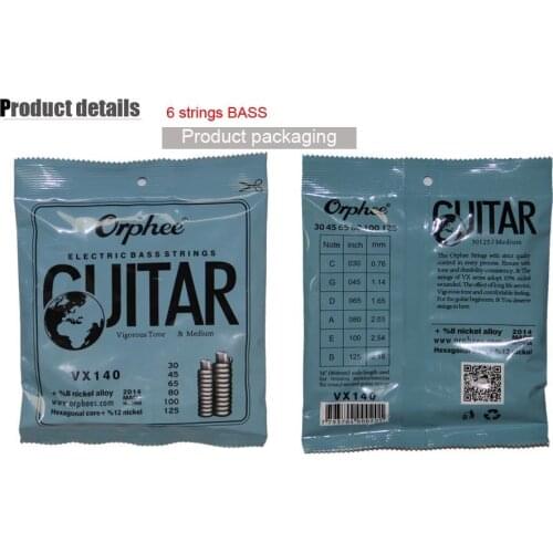 Orphee VX140 Hexagonal Core Steel Nickel Alloy Electric Bass Strings 6-String (.030 .045 .065 .080 .100 .125)