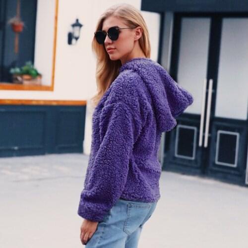 Autumn and winter new ladies plush coats plush sweater tops women all-match popular