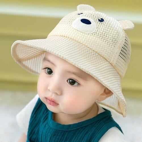 Cartoon Bear Bucket Hats Sun Protection Breathable Baby Hat Christmas Newborn Accessories Czapki Dla Dzieci Baby Props AC50MZ