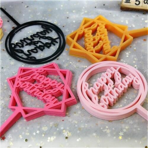 Plastic Golden Happy Birthday Topper Letter Gold Silver Flag Decoration for Boy Wedding Supplies