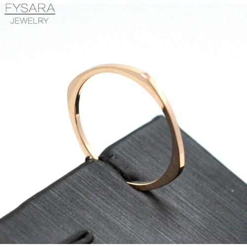 FYSARA Titanium Steel Rose Gold Color Flat Square Rings Anti-allergy Smooth Couple Wedding Tail Ring Women Man Fashion Jewelry