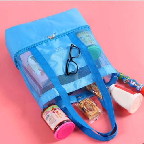 Droppshiping Women Mesh Transparent Bag Double-layer Heat Preservation Large Picnic Beach Bags d88