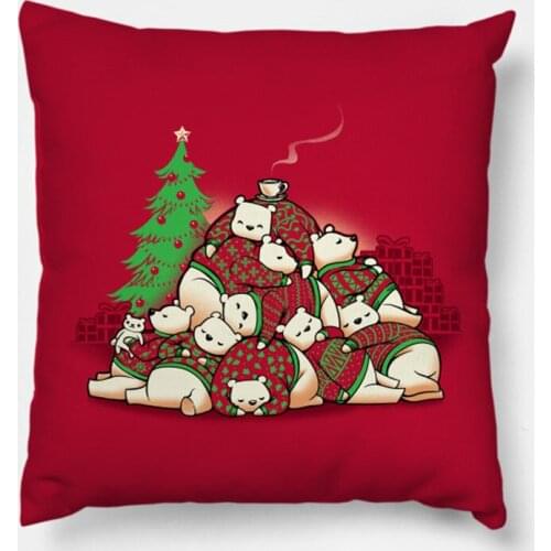 Good Night Xmas Bear Printed Cartoon Christmas Pillowcase 2020 Decor for Home Merry Christmas Ornament Navidad Xmas Gifts