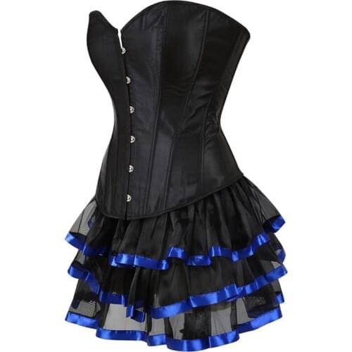 Sapubonva Corsets and Bustiers Top Evening Women Plus Size Push Up Gothic Corset Dress Costume Corset and Skirt Set Plus Size
