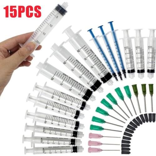 15 Pack 20ml 10ml 5ml 3ml 1ml Luer Slip Syringes For Oil Or Glue Applicator For Refilling And Measuring E-liquids