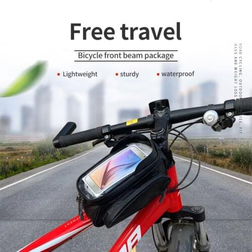 Bicycle Bag Front Beam Bag Bicycle Riding Bag High Quality Waterproof Touch Screen Mobile Phone Bag Holder Bicycle Accessories